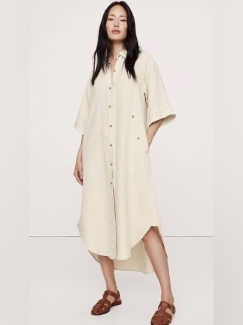 Banana Republic LINEN ASYMMETRICAL SHIRT DRESS NWOT